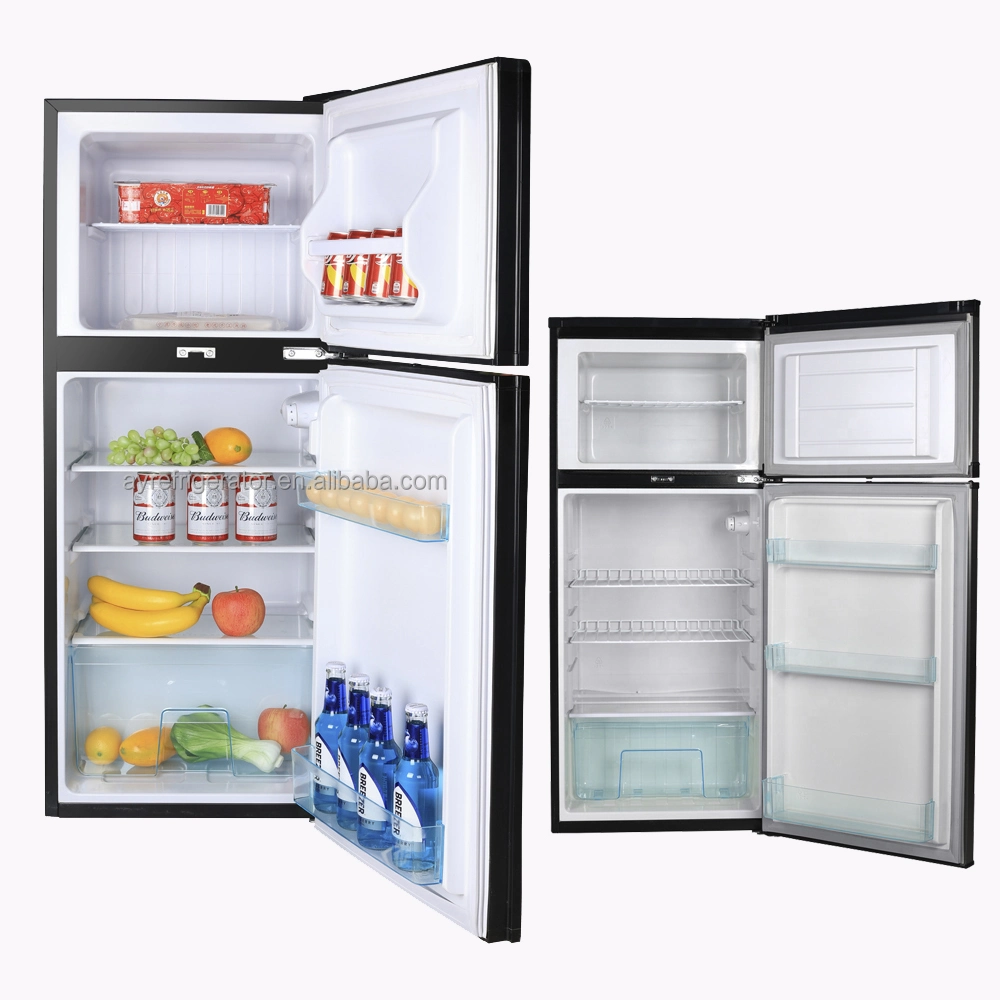 Home Top Freezer Glass Door Refrigerator Mini Fridge Double Door