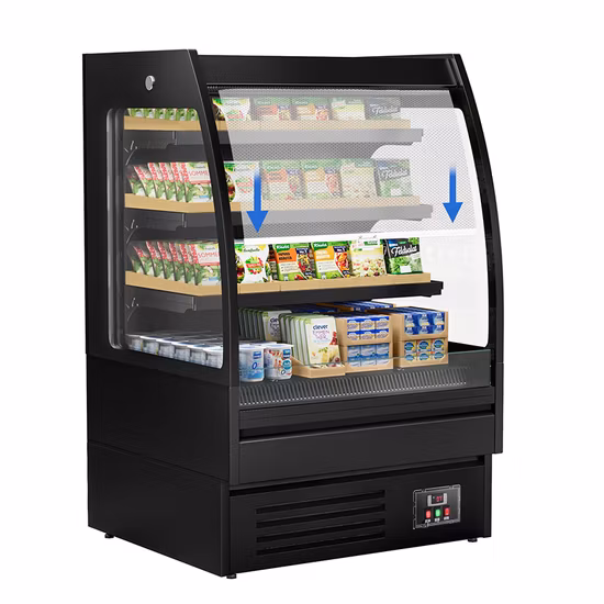 Multideck Display Case Open Chiller for Supermarket Air Cooling Display Beverage/Fruit/Milk