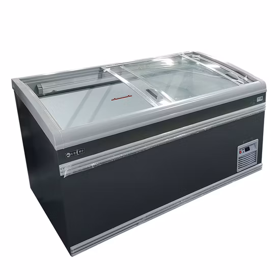 Compresseur Commercial de marque célèbre, supermarché, Promotion libre-service, coffre à double température, vitrine à dessus ouvert, congélateur d'île