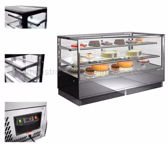 Vitrine d'affichage de gâteau en verre carré avant miroir